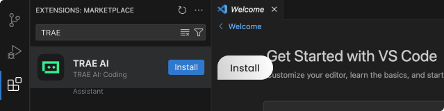 Search for Trae, find the plugin and click install.