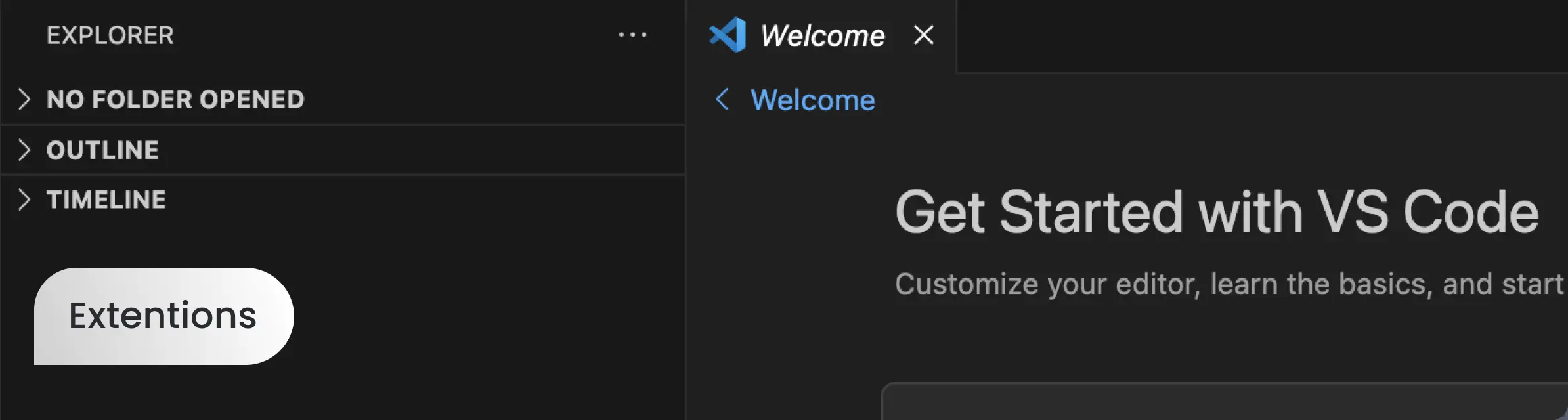 After installing Visual Studio Code, click on extensions in the left navigation bar.